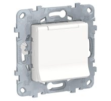Розетка Schneider Electric Unica New с/з со шторками, с крышкой 16A 250V NU503718TA