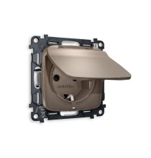 Комплект механизма розетки с/з со шторками и крышкой Ambrella Volt Omega MO638010