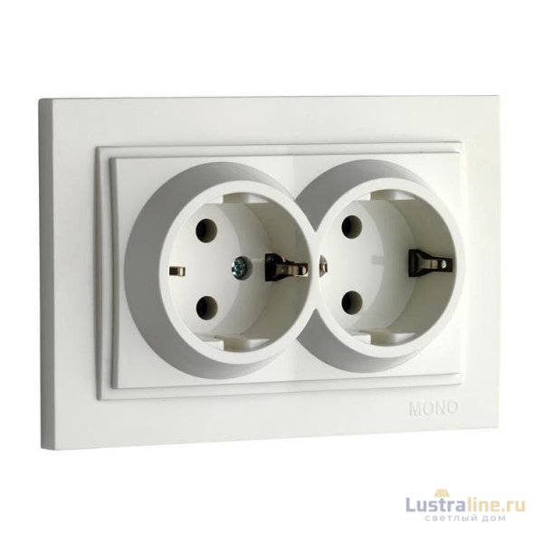 Розетка с заземлением двойная Mono Electric Despina 16А 250В жемчуг 102-252504-120