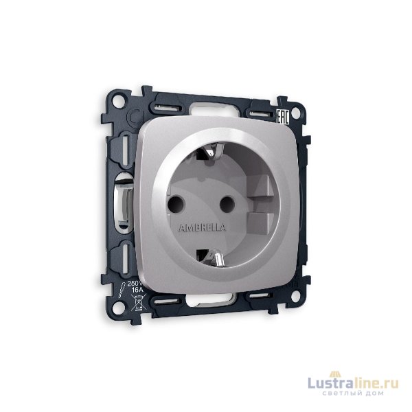 Комплект механизма розетки с/з cо шторками Ambrella Volt Omega MO507010