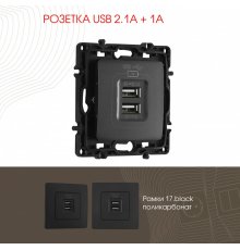 Розетка USB 2.1А+1А Arte Milano 217.46-1.black