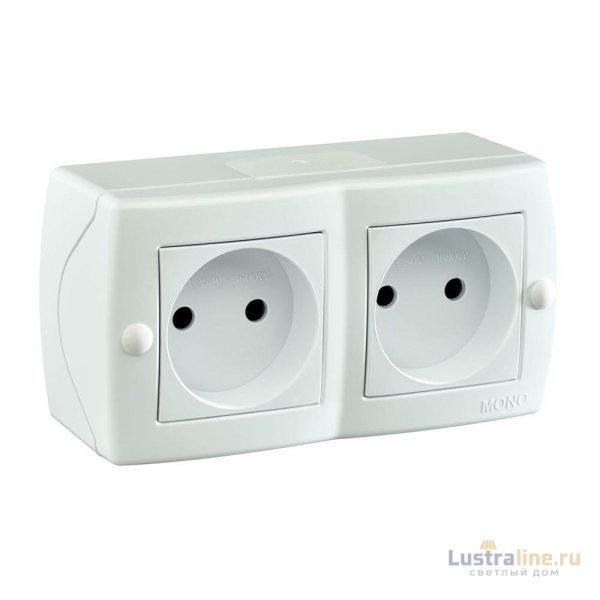 Розетка на 2 поста без заземления Mono Electric Octans IP20 16А 250В белый 104-010106-121