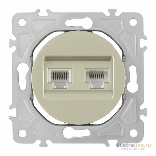 Розетка телефонная RJ11 + компьютерная RJ45 Arte Milano 202.44-1.shampan