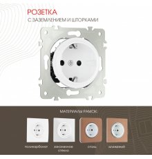 Розетка с заземлением и шторками Arte Milano 202.40-1.white