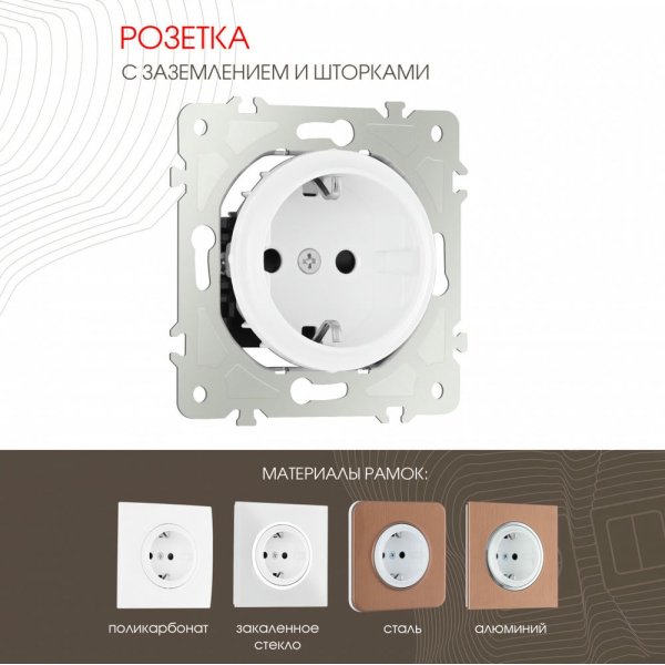 Розетка с заземлением и шторками Arte Milano 202.40-1.white