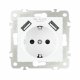 Розетка с заземлением, шторками + 2 USB Arte Milano 206.47-1.white