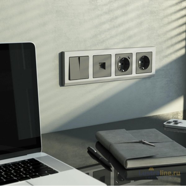 Розетка с заземлением и шторками Werkel графит W1171164 4690389194412 a063104