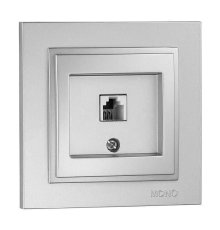 Розетка телефонная Rj45 Cat3 Mono Electric Despina серебро 102-212105-124