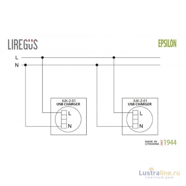 Розетка USB двойная для зарядки умная 5V(3,4А) Liregus Epsilon 28-0712