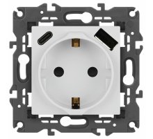 Розетка со шторками с USB type-A+C Эра Elegance 14-4108-01 Б0067736