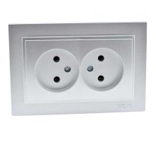 Розетка двойная без земли Mono Electric Despina 16А 250В серебро 102-212105-121 Розетка двойная без земли Mono Electric Despina 16А 250В серебро 102-212105-121