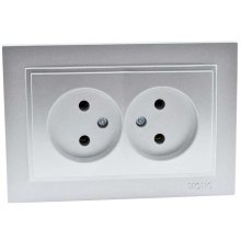 Розетка двойная без земли Mono Electric Despina 16А 250В серебро 102-212105-121