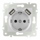 Розетка с заземлением, шторками + USB Arte Milano 203.47-1.silver