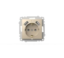 Розетка с заземлением и защитой от детей + два входа USB для заряда устройства ELBI Zena Vega 609-012500-317