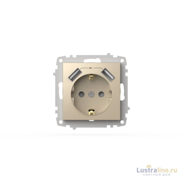 Розетка с заземлением и защитой от детей + два входа USB для заряда устройства ELBI Zena Vega 609-012500-317 Розетка с заземлением и защитой от детей + два входа USB для заряда устройства ELBI Zena Vega 609-012500-317