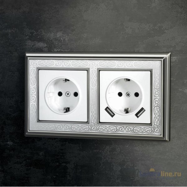Розетка с заземлением, шторками и USBх2 Werkel белый W1171501 4690389155345
