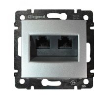 Розетка компьютерная 2хRJ45 Legrand Valena 5e кат UTP с захватами алюминий 770231