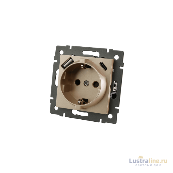 Механизм розетки с USB зарядкой Arlight SCT-MUAC-PL-GD-V (250V, 16A) 049832
