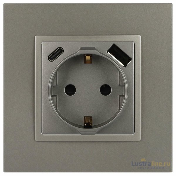 Розетка со шторками с USB type-A+C Эра Elegance 14-4108-16 Б0067695