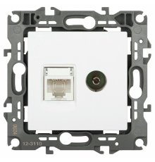 Розетка комбинированная RJ45+TV Эра 12-3110-01М Б0065691