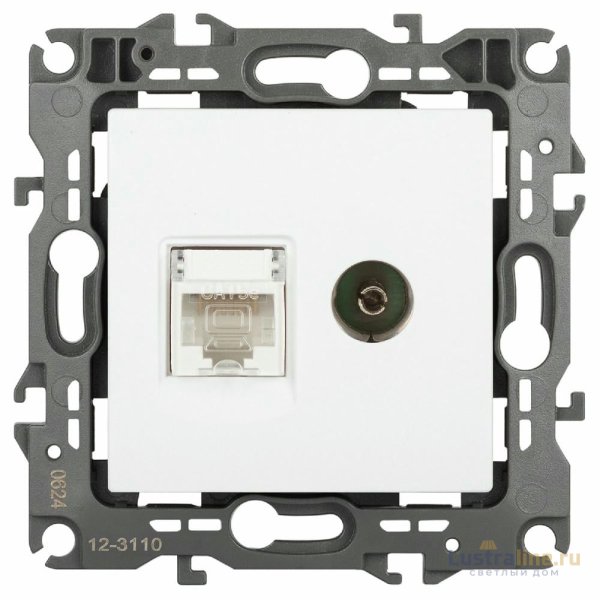 Розетка комбинированная RJ45+TV Эра 12-3110-01М Б0065691