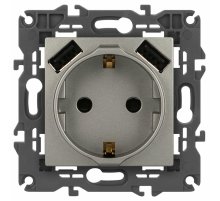 Розетка со шторками с 2xUSB Эра Elegance 14-4109-16 Б0065775