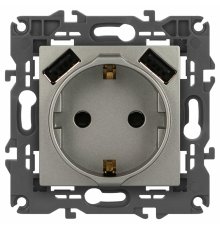 Розетка со шторками с 2xUSB Эра Elegance 14-4109-16 Б0065775