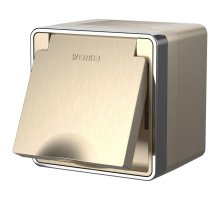 Розетка влагозащищенная с заземлением с защитной крышкой и шторками Werkel Gallant шампань рифленый W5071210 4690389164613
