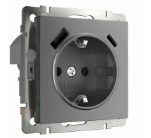 Розетка с заземлением, шторками и USB тип A+C Werkel W1171764 4690389194436 a063106