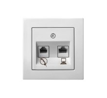 Розетка телефонная и компьютерная (RJ11+RJ45) Liregus Epsilon 28-034