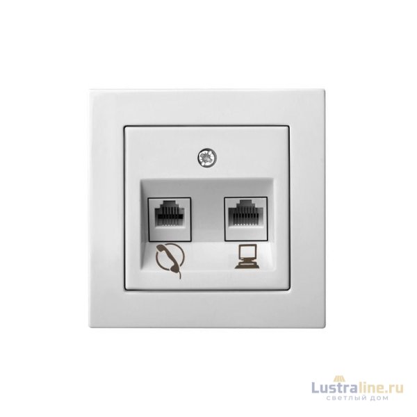 Розетка телефонная и компьютерная (RJ11+RJ45) Liregus Epsilon 28-034