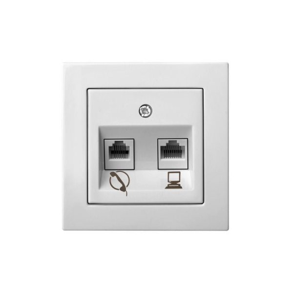 Розетка телефонная и компьютерная (RJ11+RJ45) Liregus Epsilon 28-034