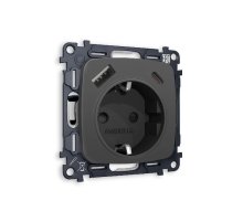 Комплект механизма розетки 2USB A+C 20W (быстрая зарядка) с/з Ambrella Volt Omega MO910010