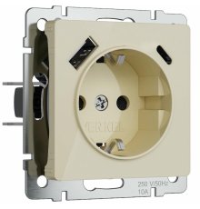 Розетка с заземлением, шторками и USB тип A+C Werkel 4690389197833 W1171743 a064131