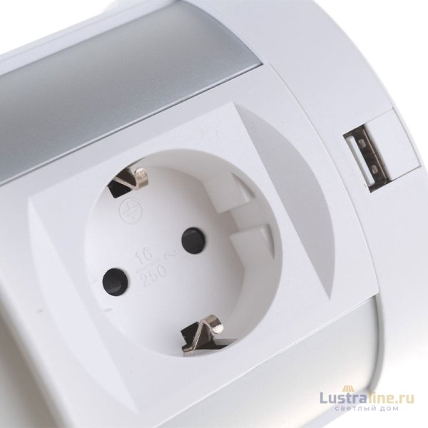 Блок розеток 107J (4 секции, 2 USB и RJ-45) Mebax 00-00001172