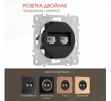 Розетка телефонная RJ11 + компьютерная RJ45 Arte Milano 202.44-1.black