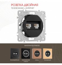 Розетка телефонная RJ11 + компьютерная RJ45 Arte Milano 202.44-1.black