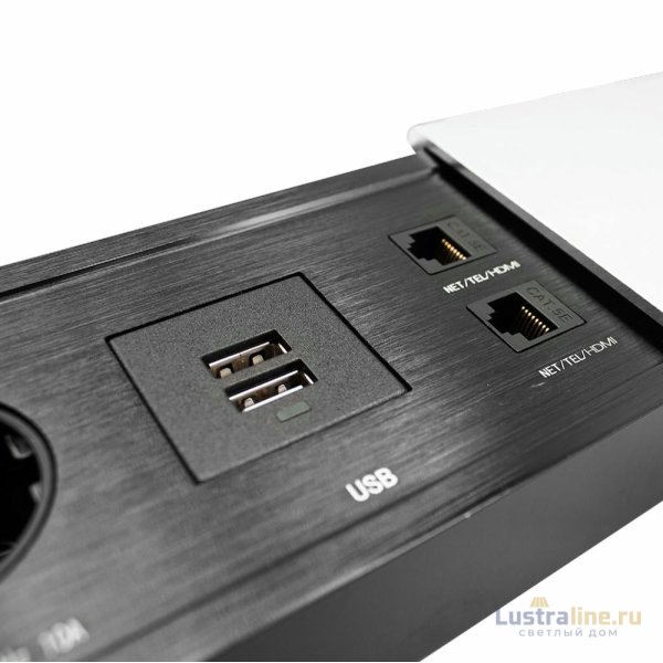 Блок розеток JX (Slide Top) (2 секции RJ-45 + 2 USB с кабелем питания) Mebax 00-00002890