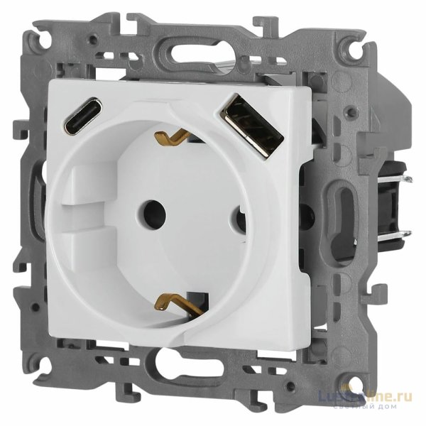 Розетка со шторками с USB type-A+C Эра Elegance 14-4108-01 Б0067736