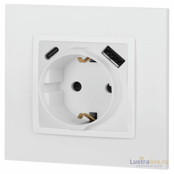 Розетка со шторками с USB type-A+C Эра Elegance 14-4108-01М Б0067710