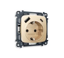 Комплект механизма розетки 2USB A+C 20W (быстрая зарядка) с/з Ambrella Volt Omega MO610010