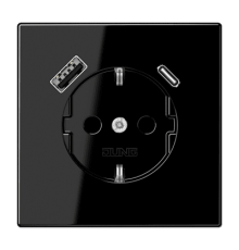 Розетка 2K+З USB Typ AC Jung LS1520-15CASW