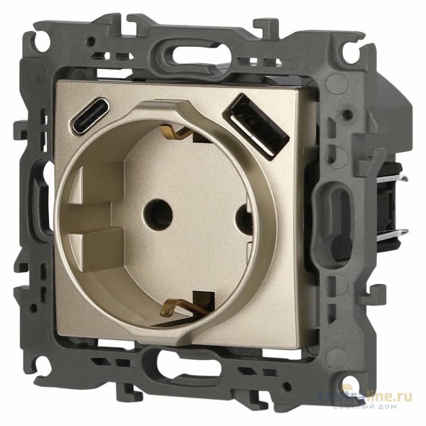Розетка со шторками с USB type-A+C Эра 12-4108-04 Б0067727