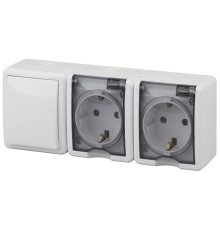 Блок две розетки+выключатель Эра 11-7403-01 Б0027673