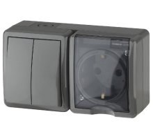 Блок розетка+выключатель двойной Эра 11-7402-03 Б0020736 Блок розетка+выключатель двойной Эра 11-7402-03 Б0020736