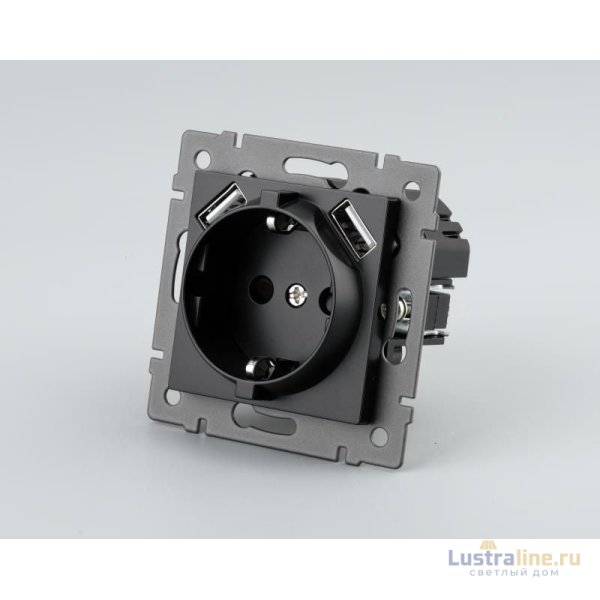 Механизм розетки с USB зарядкой Arlight SCT-MUAA-PL-BK-V (250V, 16A) 049819