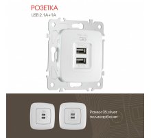 Розетка USB 2.1А+1А Arte Milano 205.46-1.silver