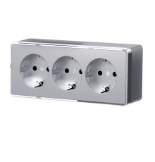 Розетка тройная с заземлением и шторками Werkel Gallant серебряный W5073106 4690389167195