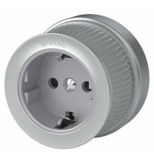 Розетка Werkel с заземлением и шторками Ретро матовый хром WL19-10-02 4690389143458