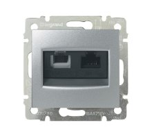 Розетка комбинированная RJ11+RJ45 Legrand Valena 6 кат UTP на винтах алюминий 770280